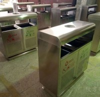 户外方形不锈钢环保分类垃圾桶