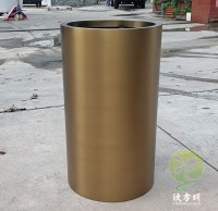 圆柱形电镀土豪金不锈钢花盆组合