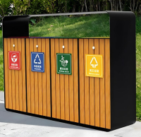 園林之雅,分類之美定制鋼木四分類垃圾箱的詩(shī)意棲居